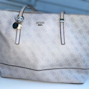 GUESS Beige Patterned Tote Bag